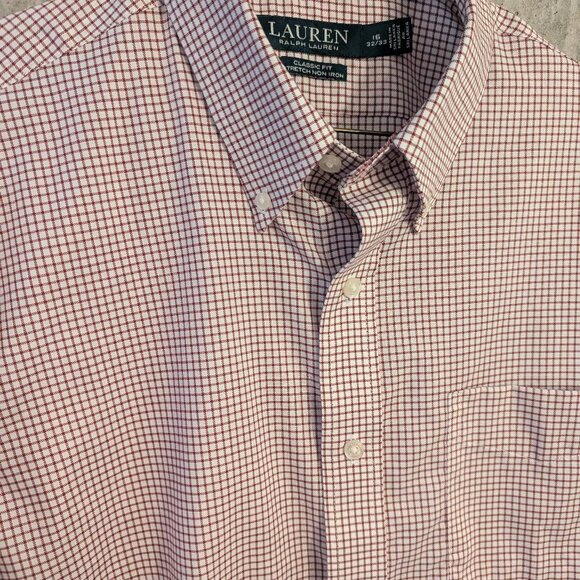 Ralph Lauren LRL Mens 16-32/33 Red White Check Button-Down Dress Shirt Classic - Picture 4 of 10